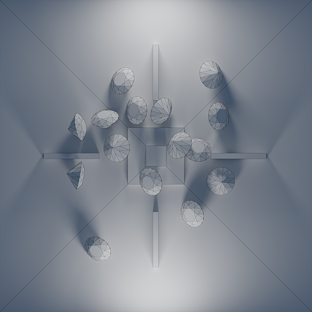 weekly render wireframe image of Falling diamonds