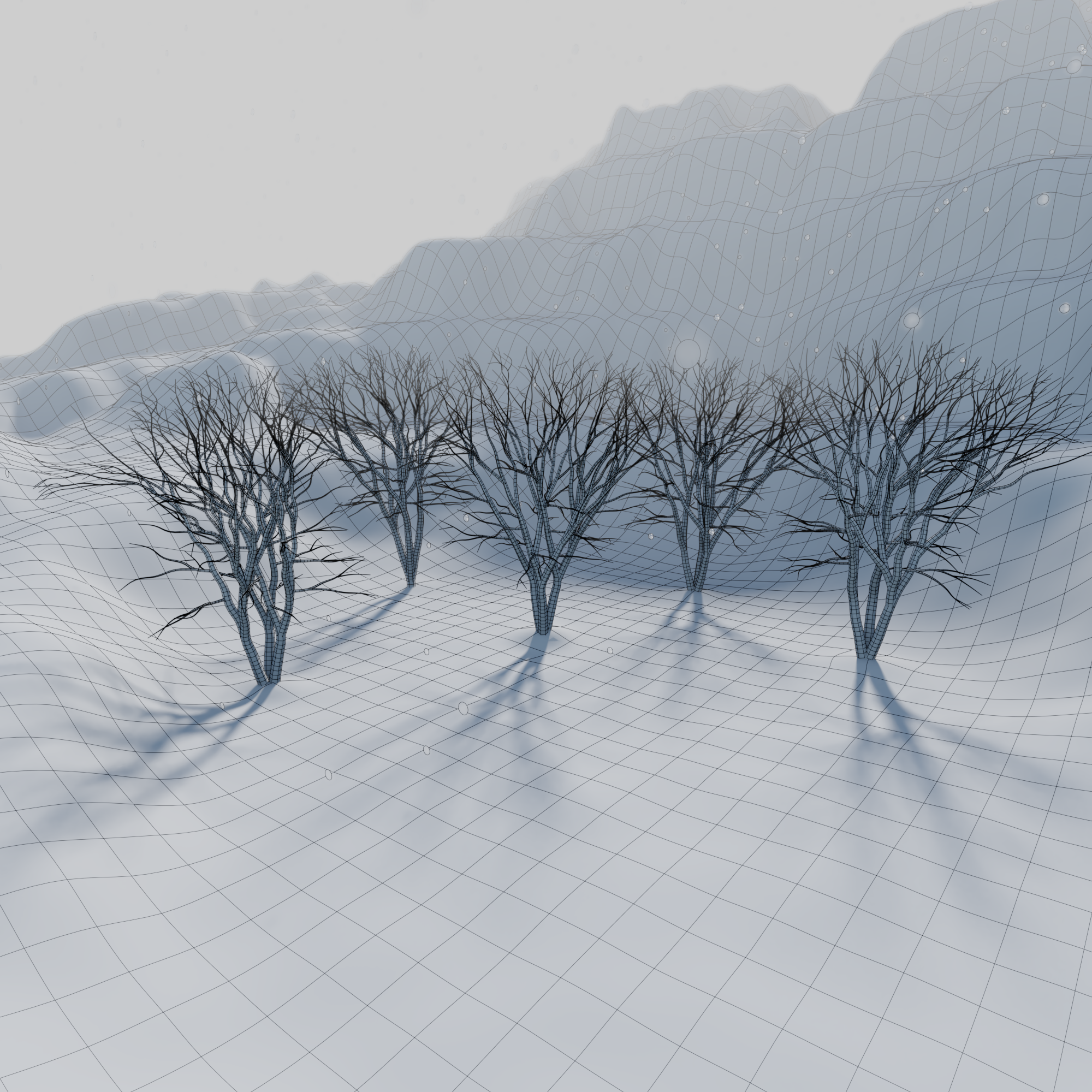 weekly render wireframe image of Winter trees